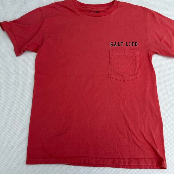 Salt Life Mens Pocket Tshirt Size Small Salmon Color 100% Cotton - Picture 1 of 7